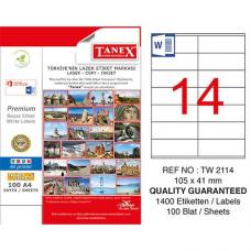 Tanex Laser Etiket TW 2114 105 x 41 mm